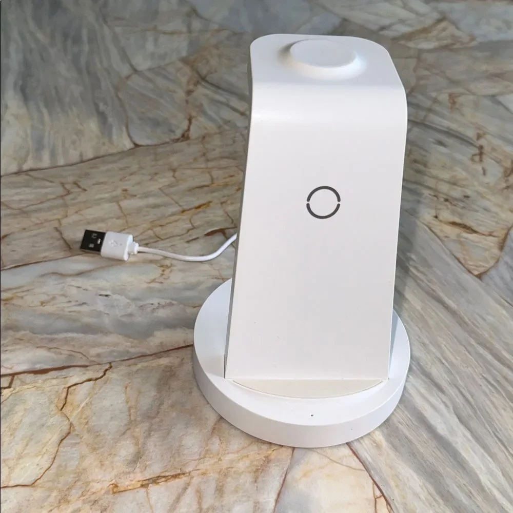 3-in-1 Wireless Charging Station Dock for Smartphone Watch and Earbuds White